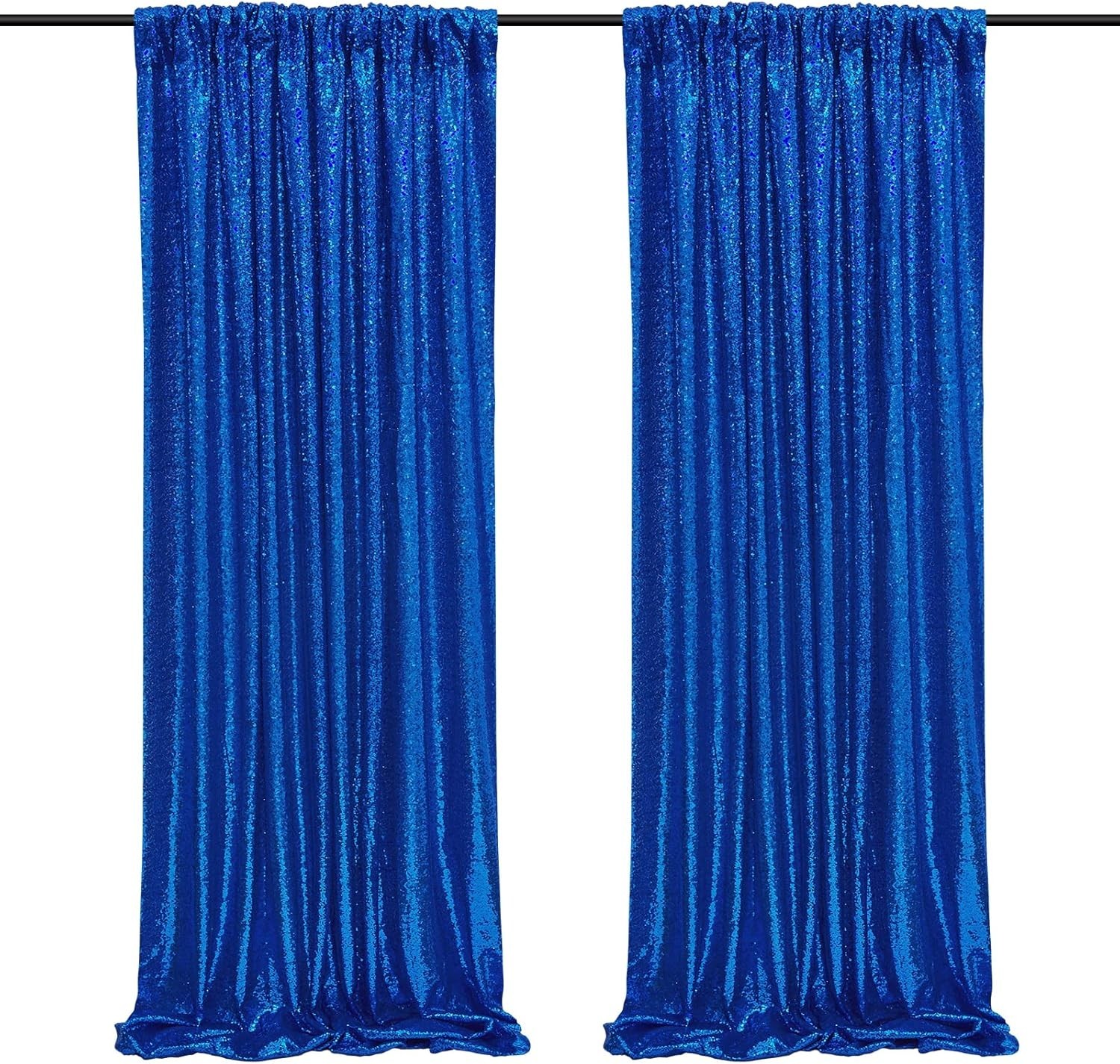 Royal Blue Sequin Backdrop Curtains,2 Panels 2FTx8FT Blue Curtain Backdrop Gl…