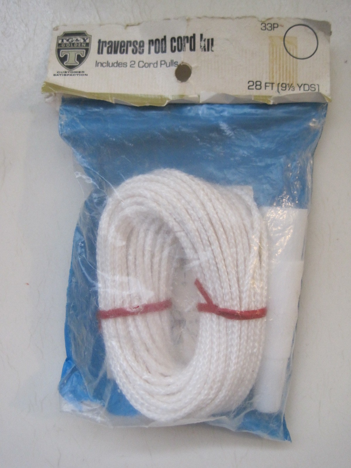 NEW Vintage Traverse Rod Cord Kit w/ 2 Cord Pulls 28’ TG&Y White 33P