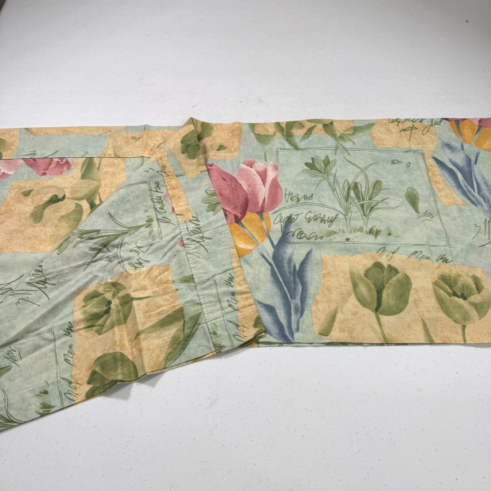 vintage croscill valance curtain green floral plants blend 17×87 usa y2k 90s