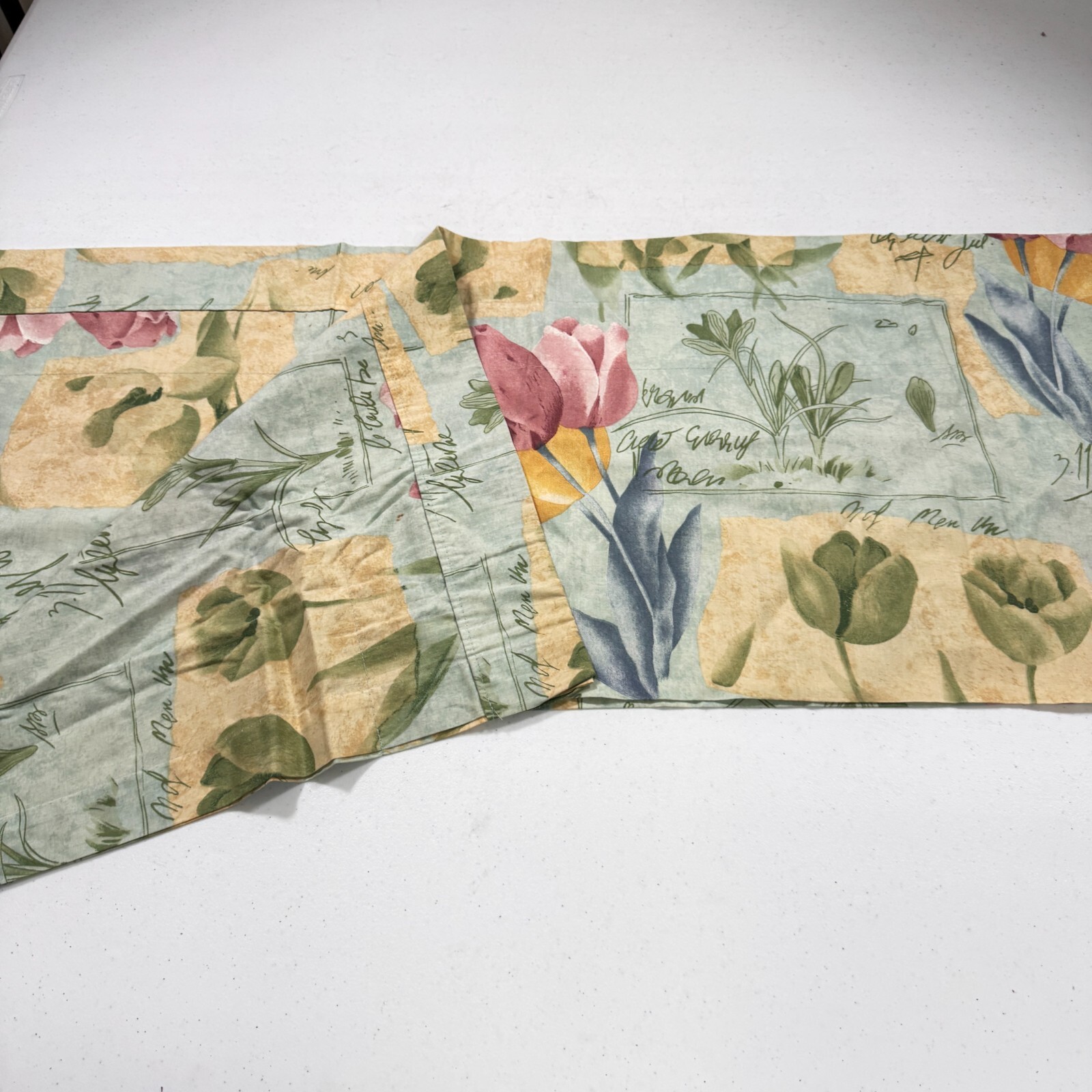 vintage croscill valance curtain green floral plants blend 17×87 usa y2k 90s