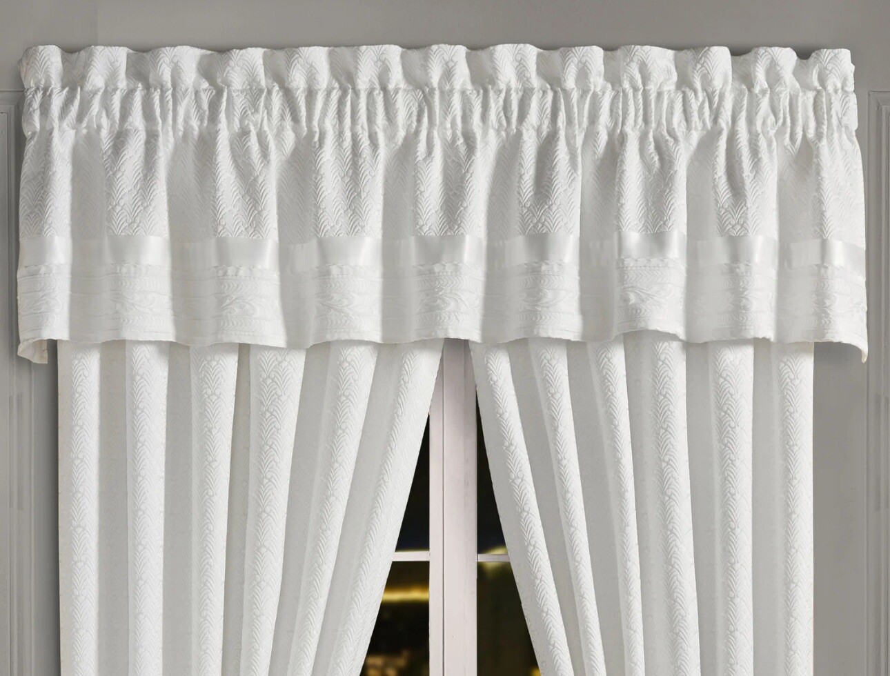 J Queen New York Epic Straight Window Valance White 88” x 21.5” Rod Pocket