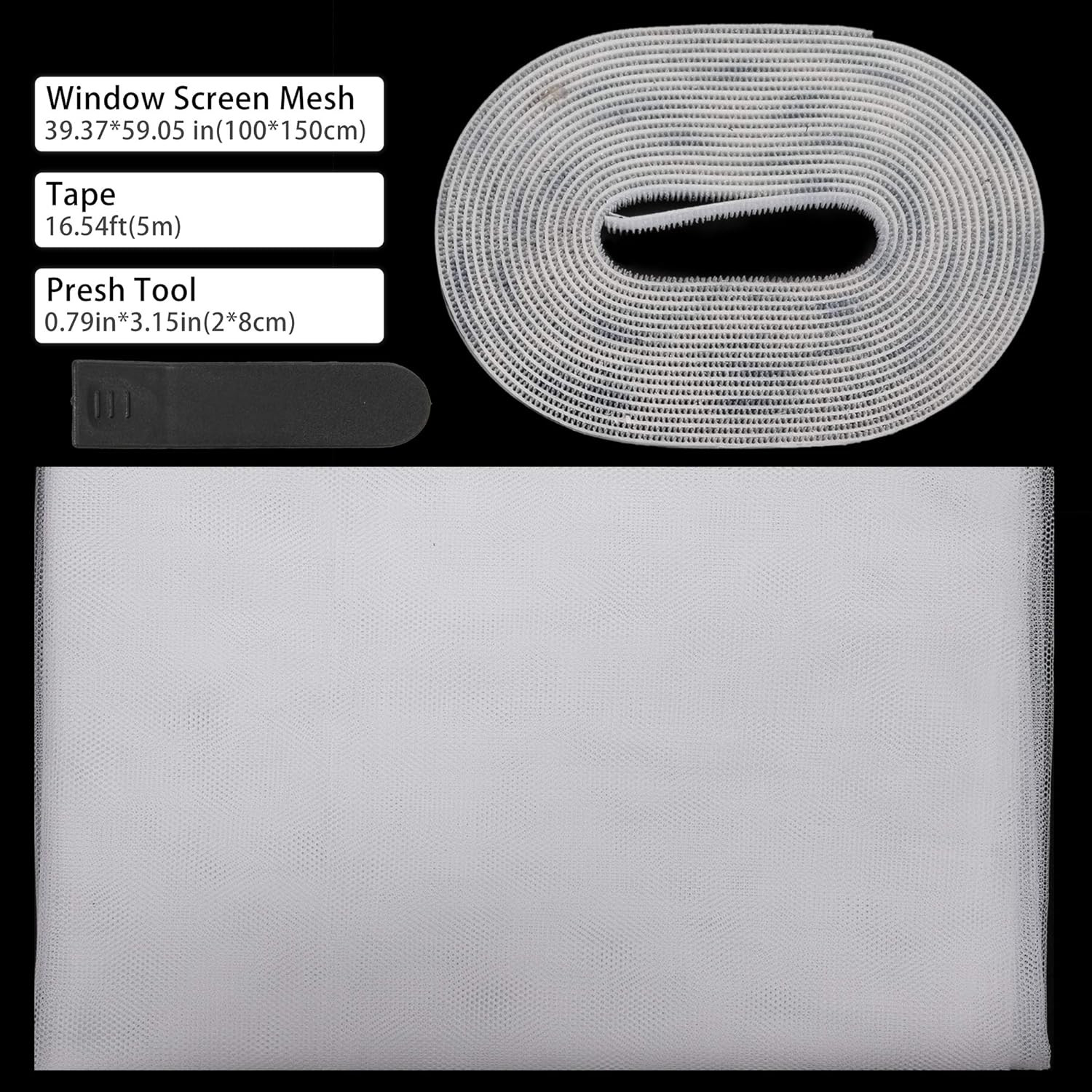 DIY Self-Adhesive Window Screen Netting Mesh Curtain, 100X150Cm (Approach 39.37X