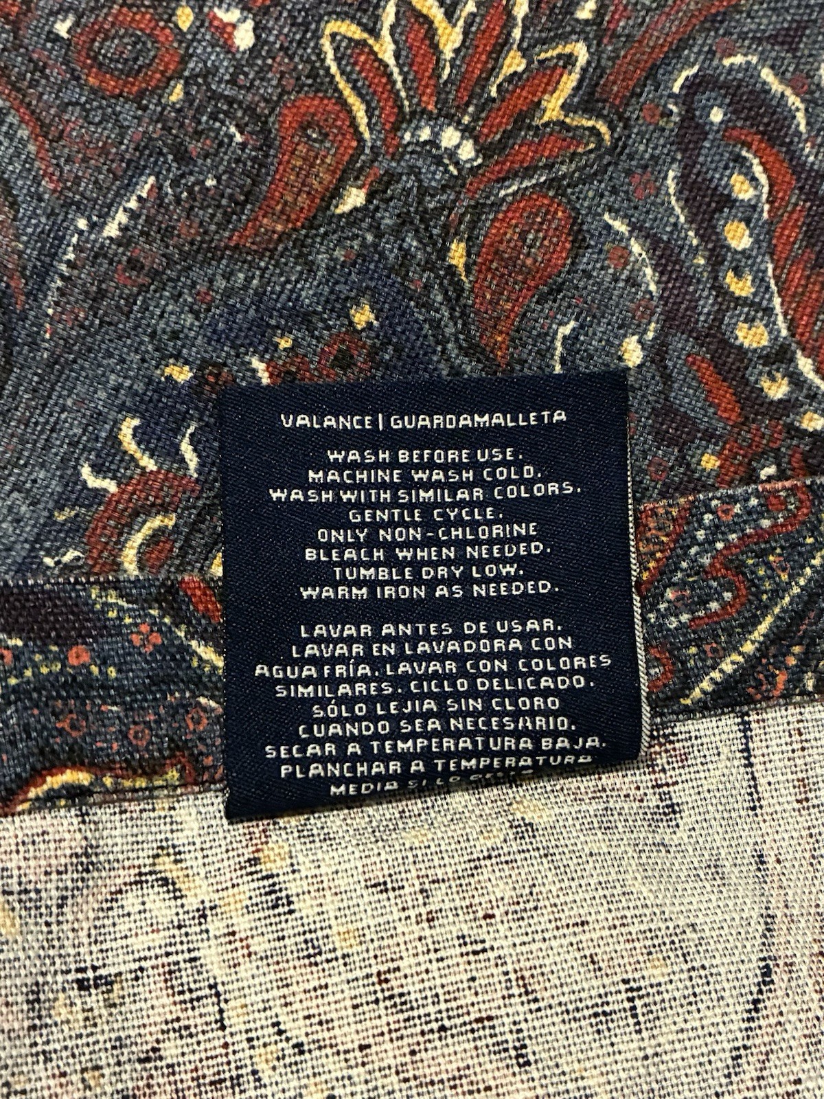 Chaps Ralph Lauren Valances SET/2 Paisley Indigo Isle Cotton Blue Red 80×18