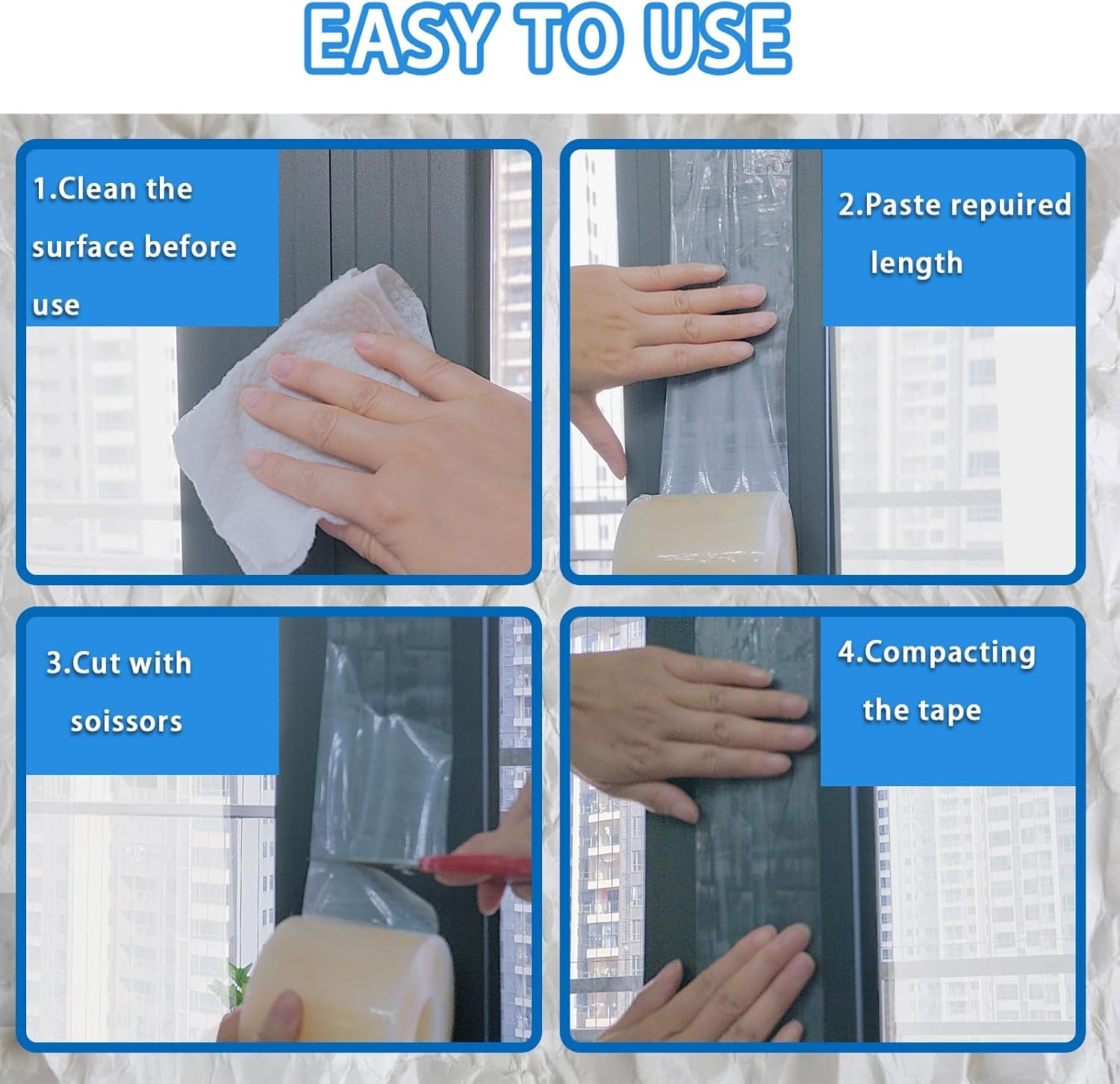 Transparent Window Weather Sealing Tape,Winter Window Seal Kit for Doors, Shower