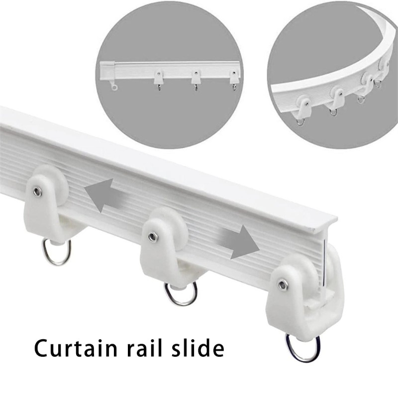 Curtain Track Rollers Plastic & Steel Hook for Easy & Quiet Sliding In Any Room