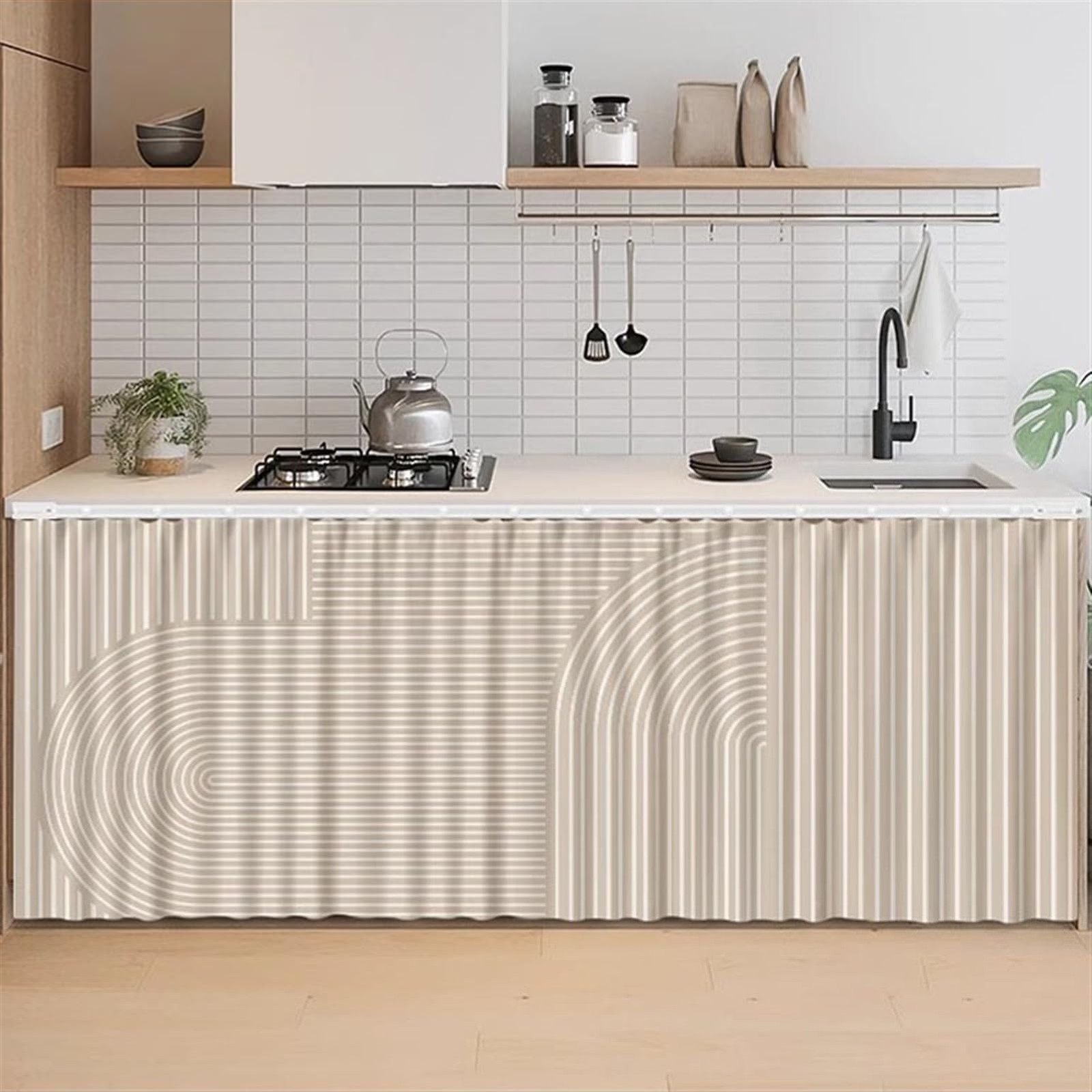 Short Cabinet Curtains for Kitchen, Privacy Closet Curtain Dust-Proof Under S…