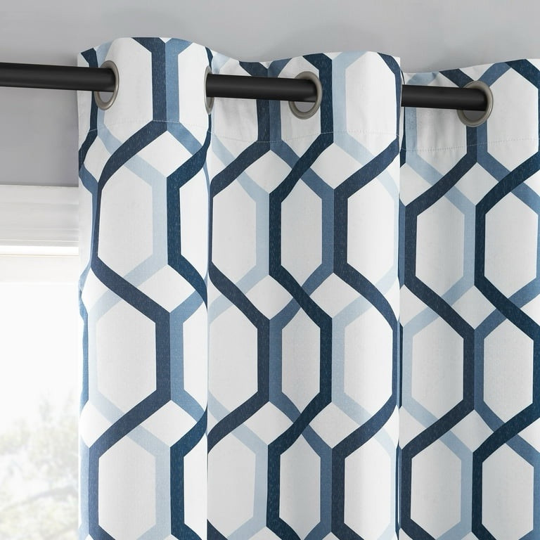 Sun Zero Arlo 2-pack Textured Geometric Print Curtain Panel Pair, 63″x80″
