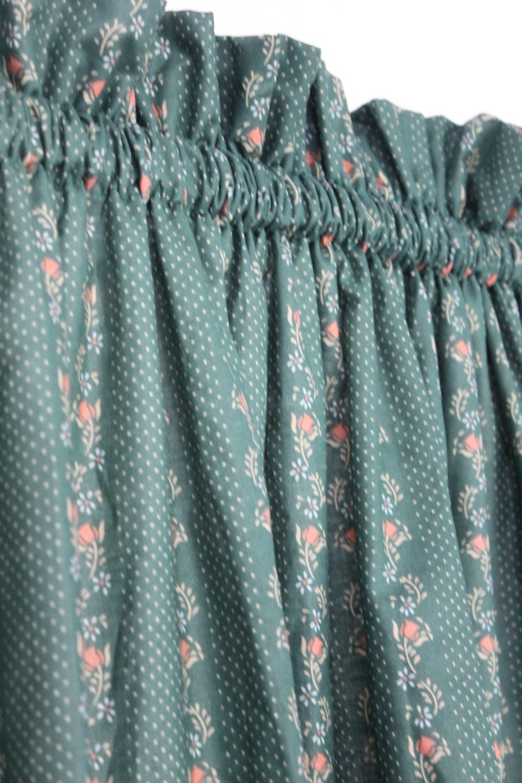 Vtg 1980s Custom Drapery Ensemble 198×67 Green Floral Vine Lined Curtain Panels