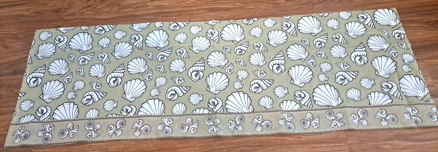 Ocean Life Valance Seashells Beige White Beach House Modern Coastal 50×18