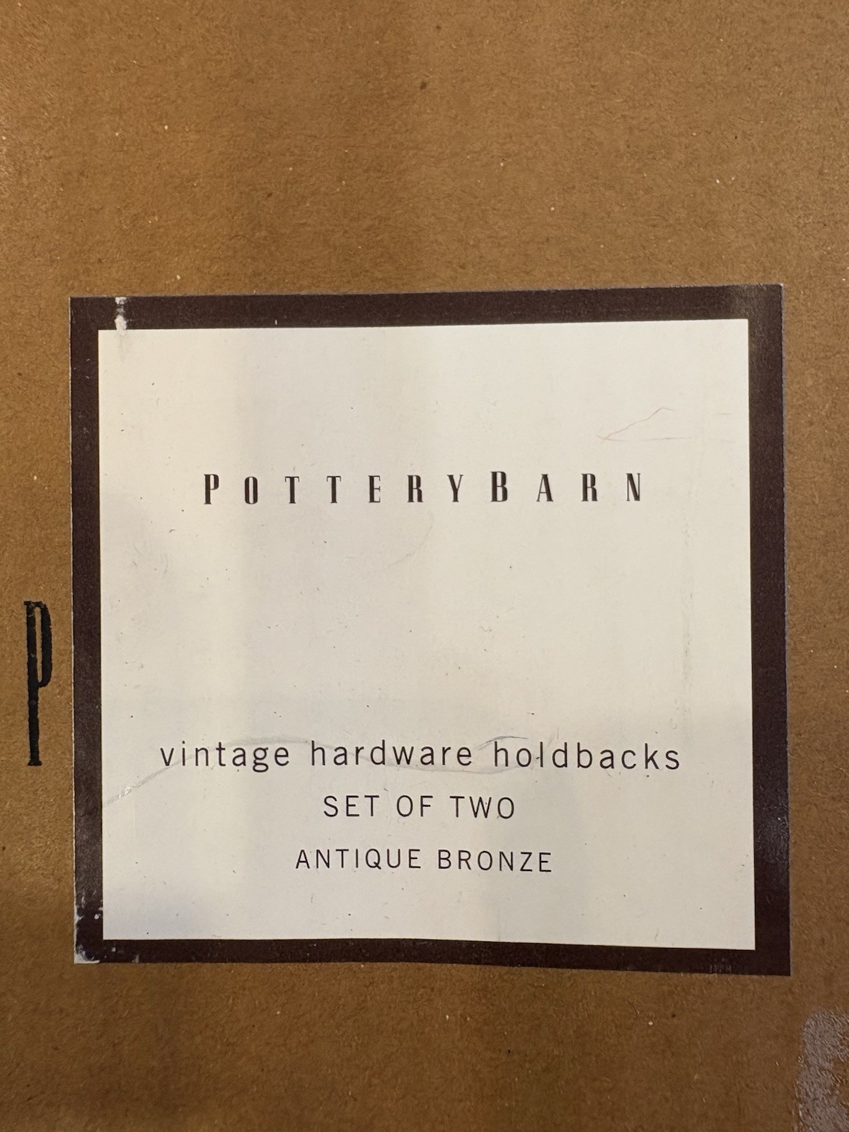 Pottery Barn Antique Bronze Metal Curtain Holdbacks Set of 2 w/ Hardware 6-1/2”