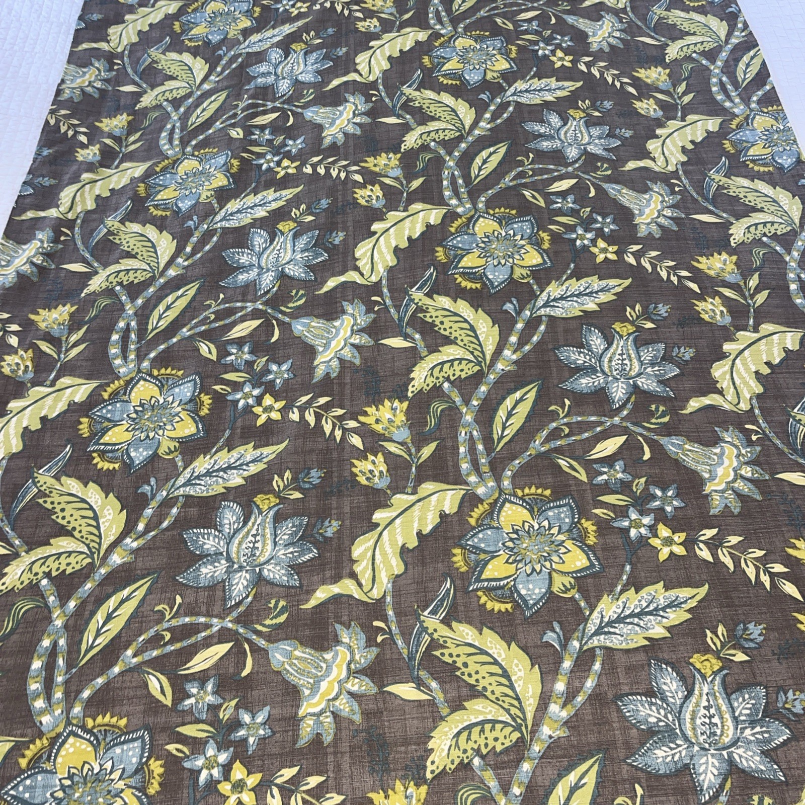 2 WORLD MARKET Jacobean Floral GREEN Blue BROWN Curtain PANELS 48×84” Lined