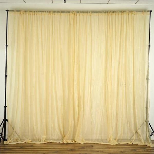 Champagne 10 x 10 ft Voile BACKDROP CURTAINS 2 Panels 5×10 ft Party Decorations