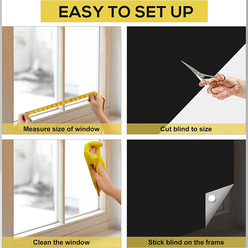 Portable Blackout Blind Window Thermal Insulated Curtains Stick On UV Proof 1M