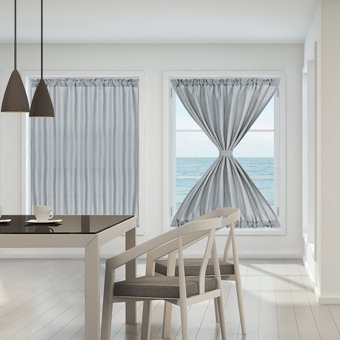 Elegant Room Blackout Curtains Rod Sliding Window Door Panel Darkening Drapes