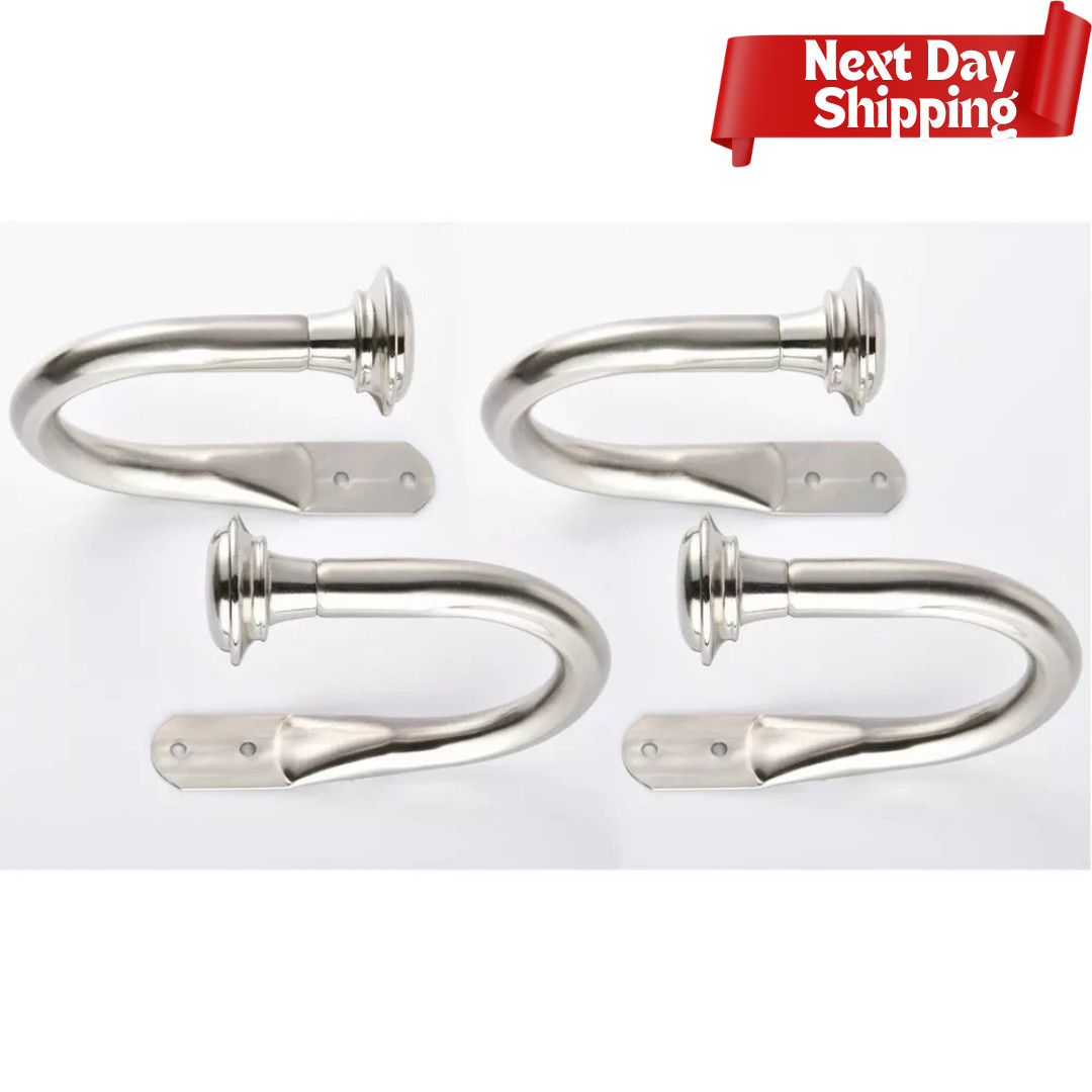 Lumi Home Furnishings 4pk 5/8″ Window Curtain Holdbacks – Brushed Nickel
