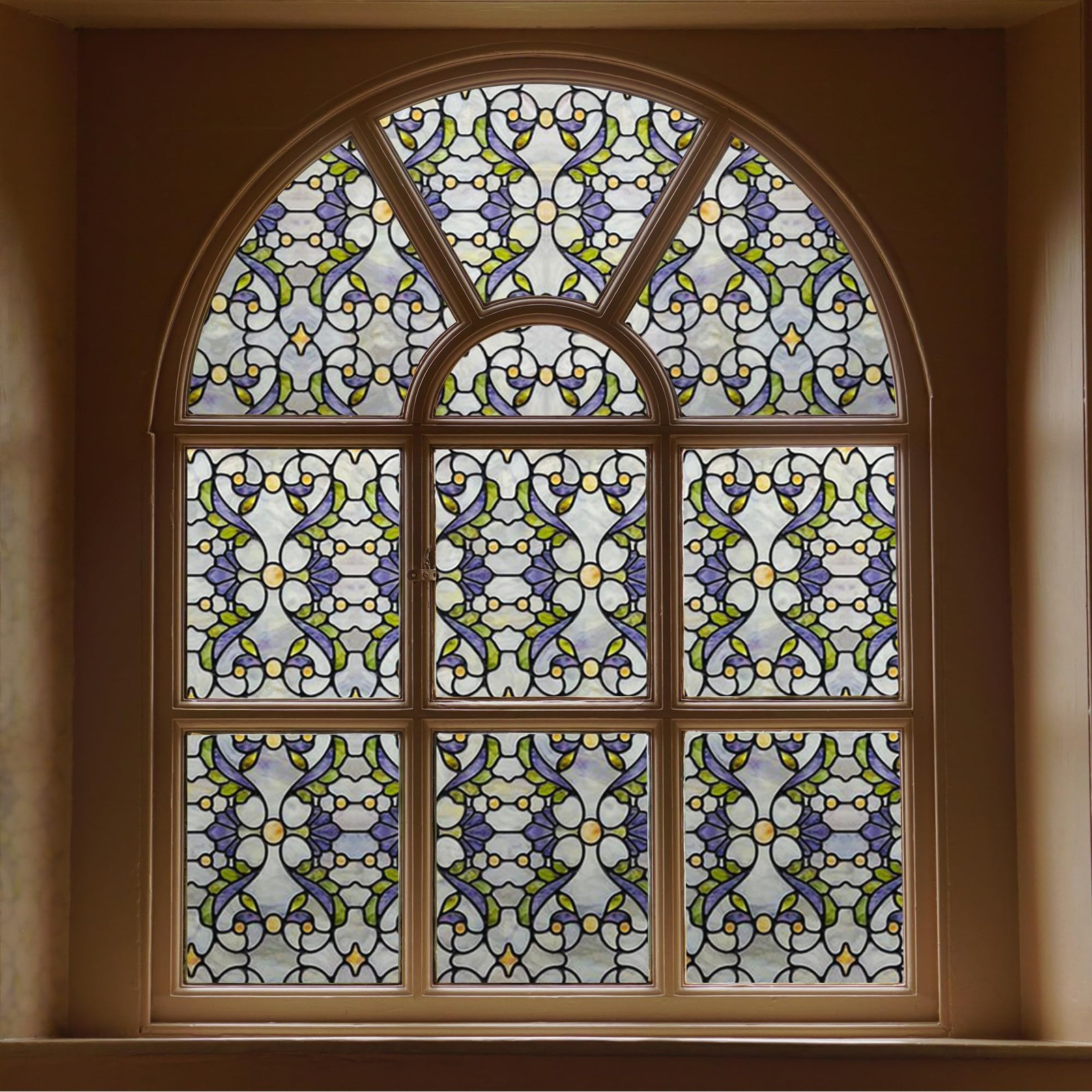 3D Stained Glass Window Film, Decorative Window Privacy Film for Bathroom,Fro…
