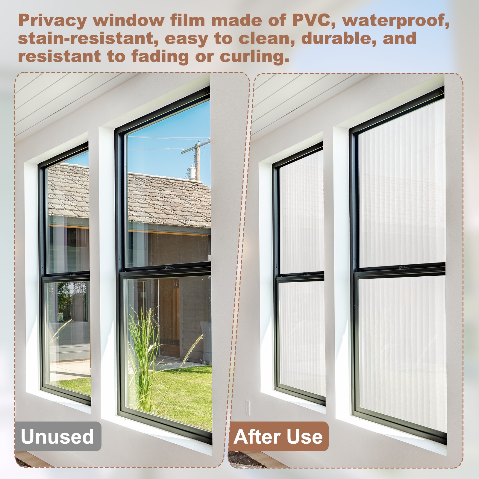 78.7 x 15.7 Inch Glass Window Privacy Film Day & Night Blinds Pattern
