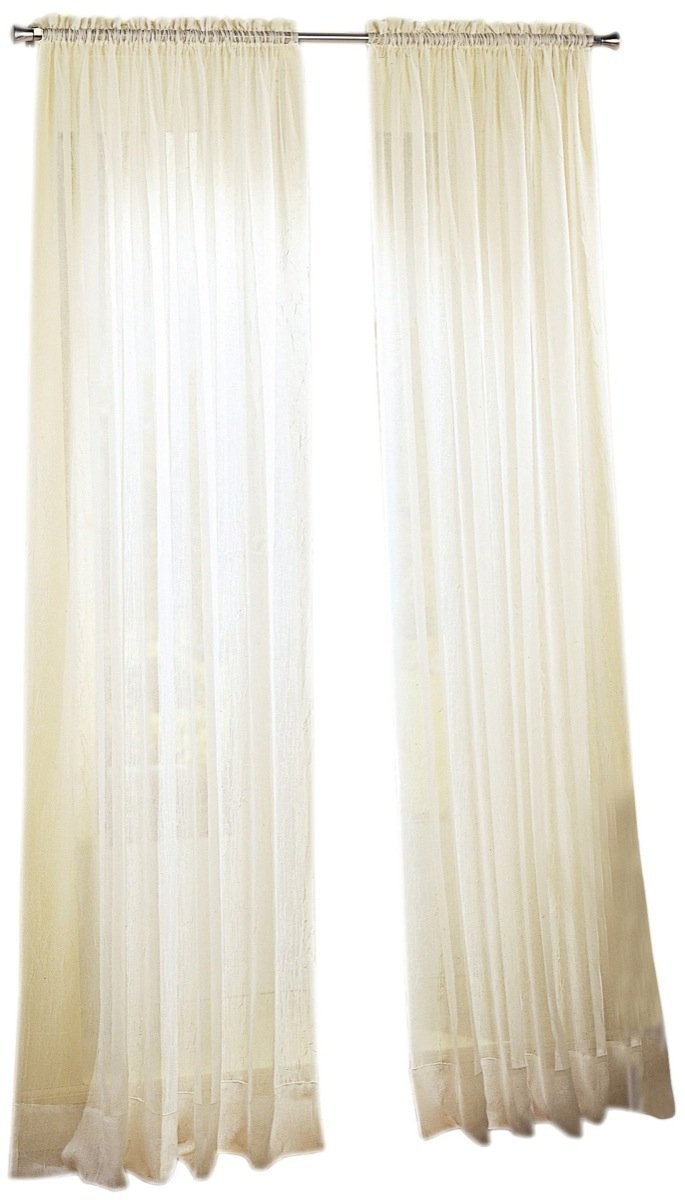Erica Crushed Sheer Voile Rod Pocket Curtain Panel, 51″ x 63″, Eggshell Off-W…