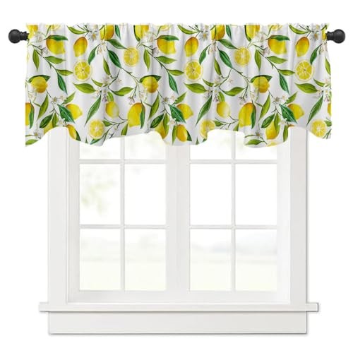 Nature Window Exotic Lemon Tree Branches Treatment Valance Watercolor Yellow