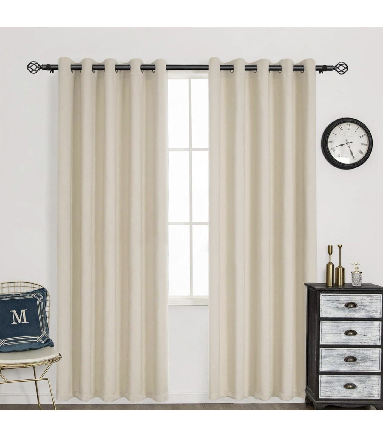 KAMANINA Single Curtain Rod 32 to 58 Inch(2.6-4.8Ft), 7/8 Inch