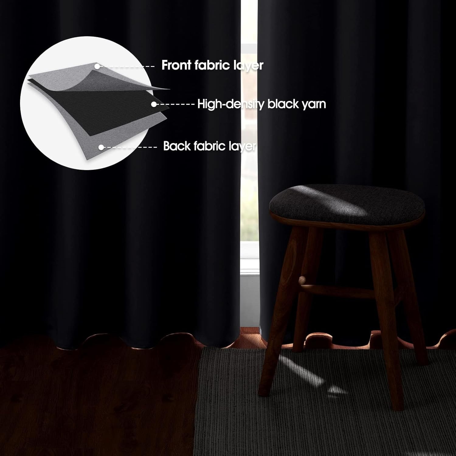 Bedroom blackout curtains 52 inches × 84 inches Length 2 pieces Light gray