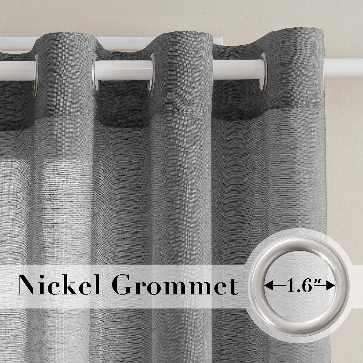 Linen Curtains Flax Linen Blended Curtain Panels for Living Room/Bedroom Semi Sh