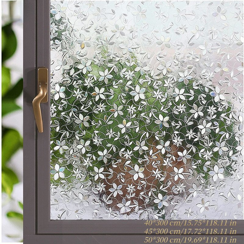 UK Translucent Stained Static Cling Glass Stickers 3D Floral Window Film Decor