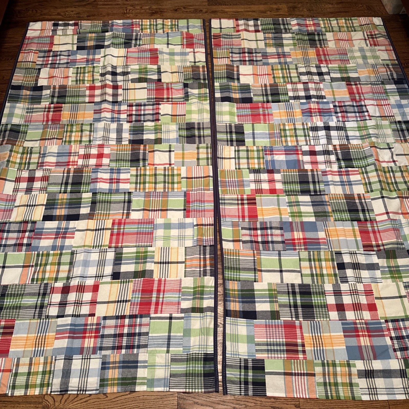 Pottery Barn Kids Madras Cotton Plaid Blackout Curtains Set (2 Panels) 44”x 84”