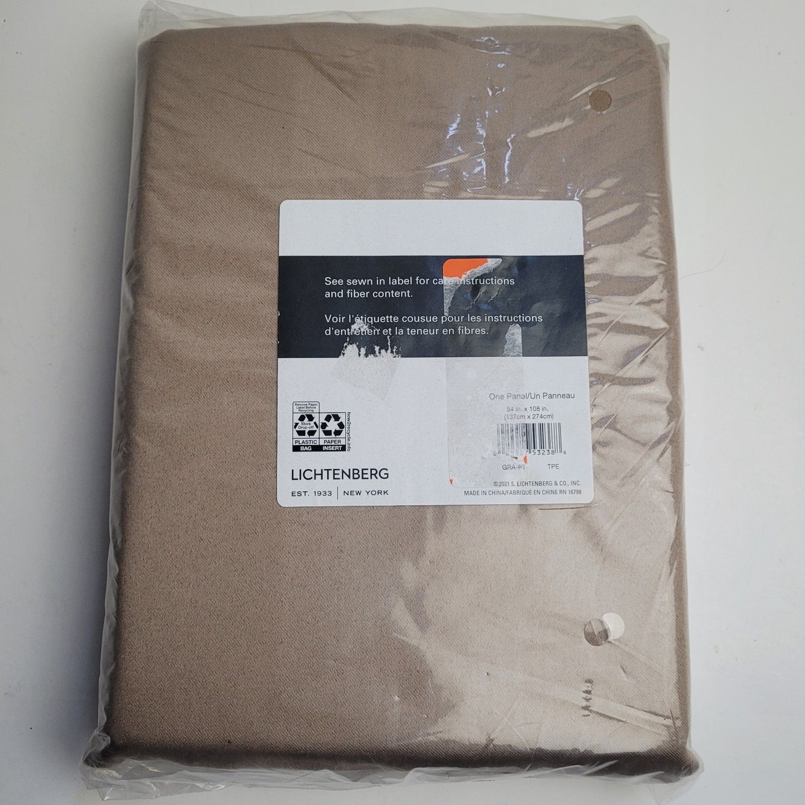 Lichtenberg One Panel Taupe Brown 54 W in X 108 in L #CT2