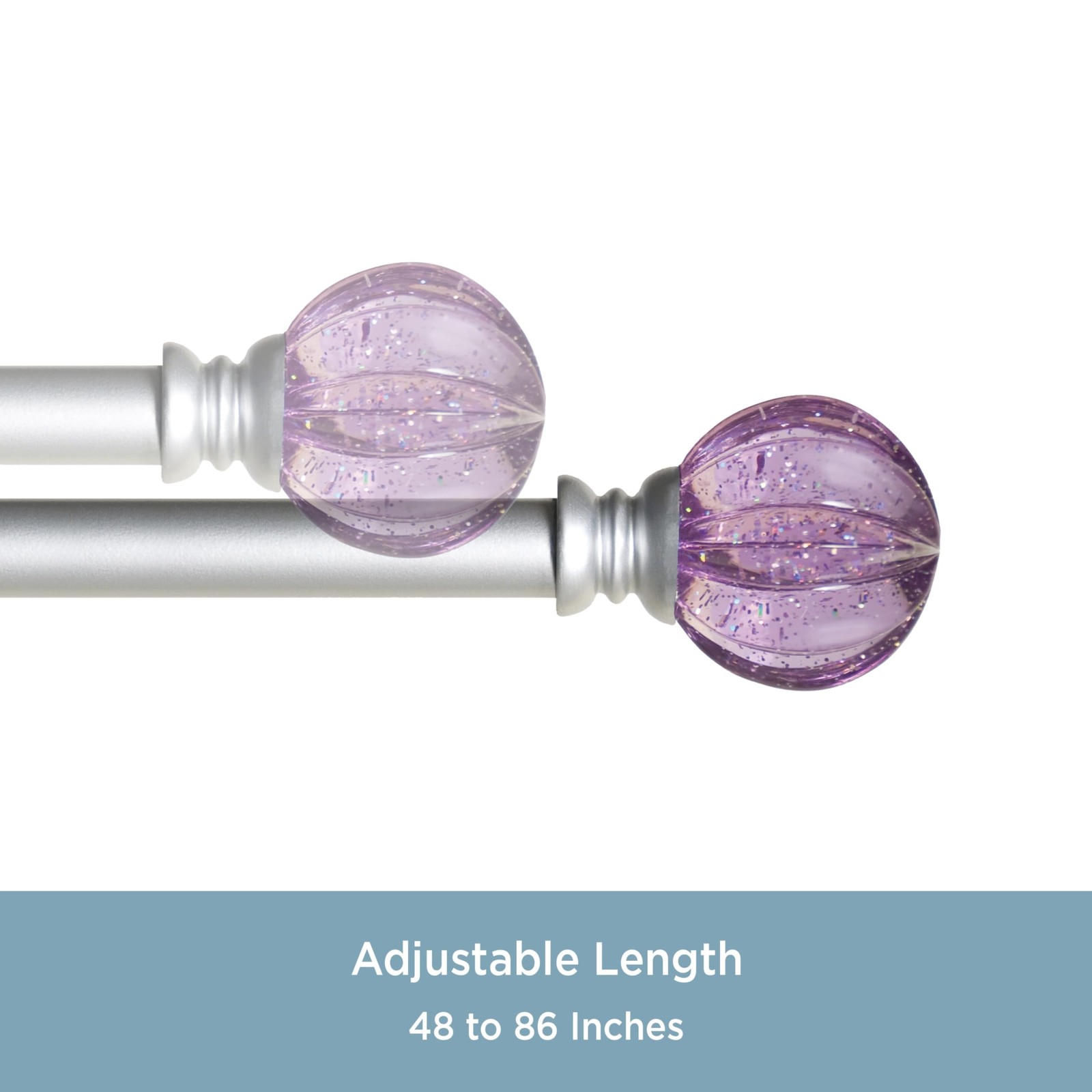 – Estrella Curtain Rod, Durable Steel with Purple Sparkle Fluted Acrylic Ends…