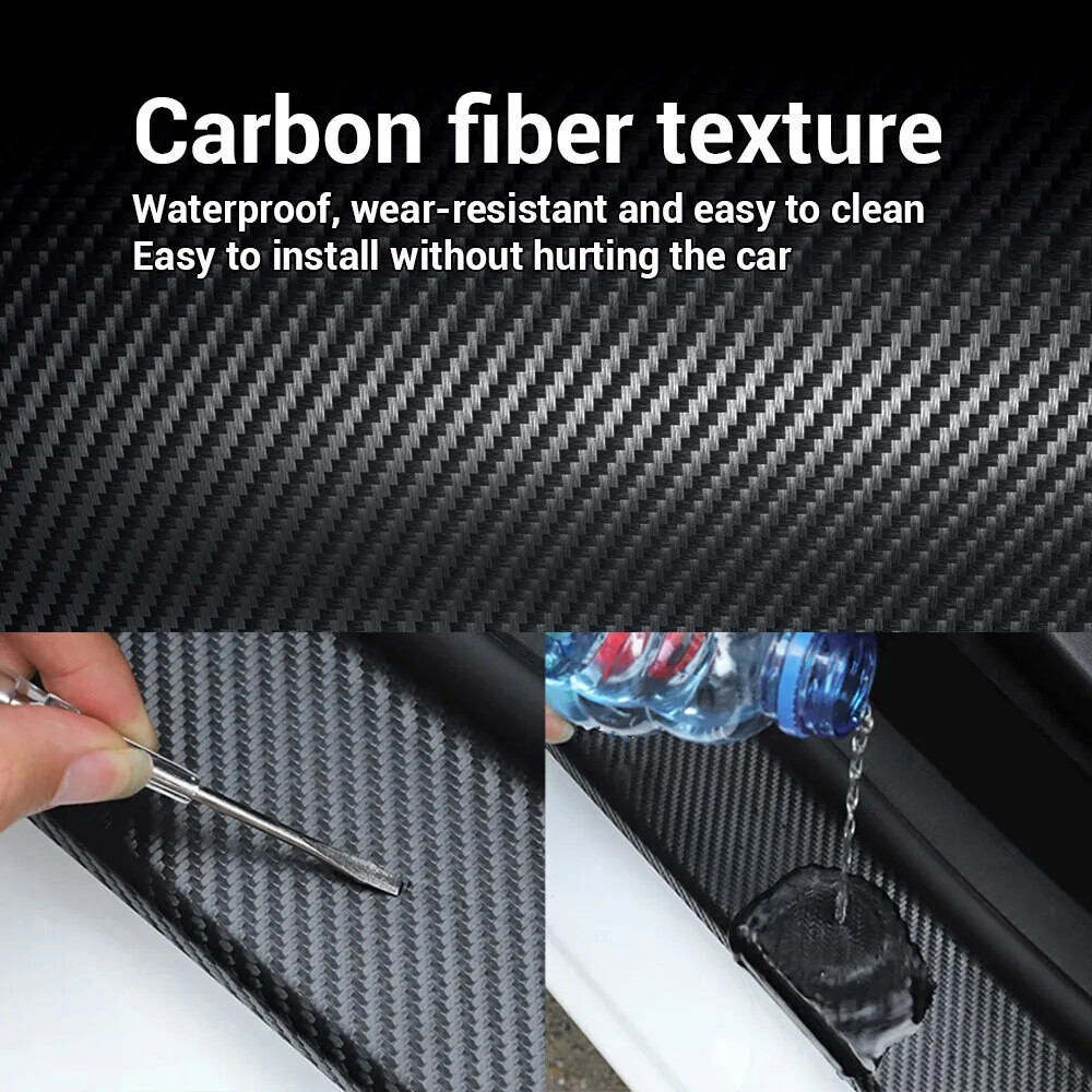 Anti Scratch Car Door Sill Protector Stickers Nano Carbon Fiber DIY Paste Strip