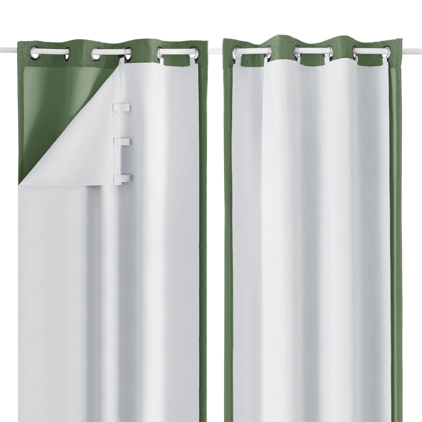 Greyish White 100% Blackout Curtain Liners 2 Panels Set, Total Black Out Line…