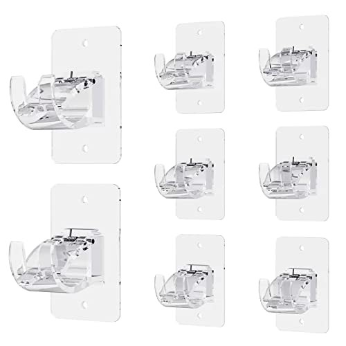 CIEMGNZOC 8PCS No Drill Curtain Brackets, Nail Free 8 Pcs Transparent