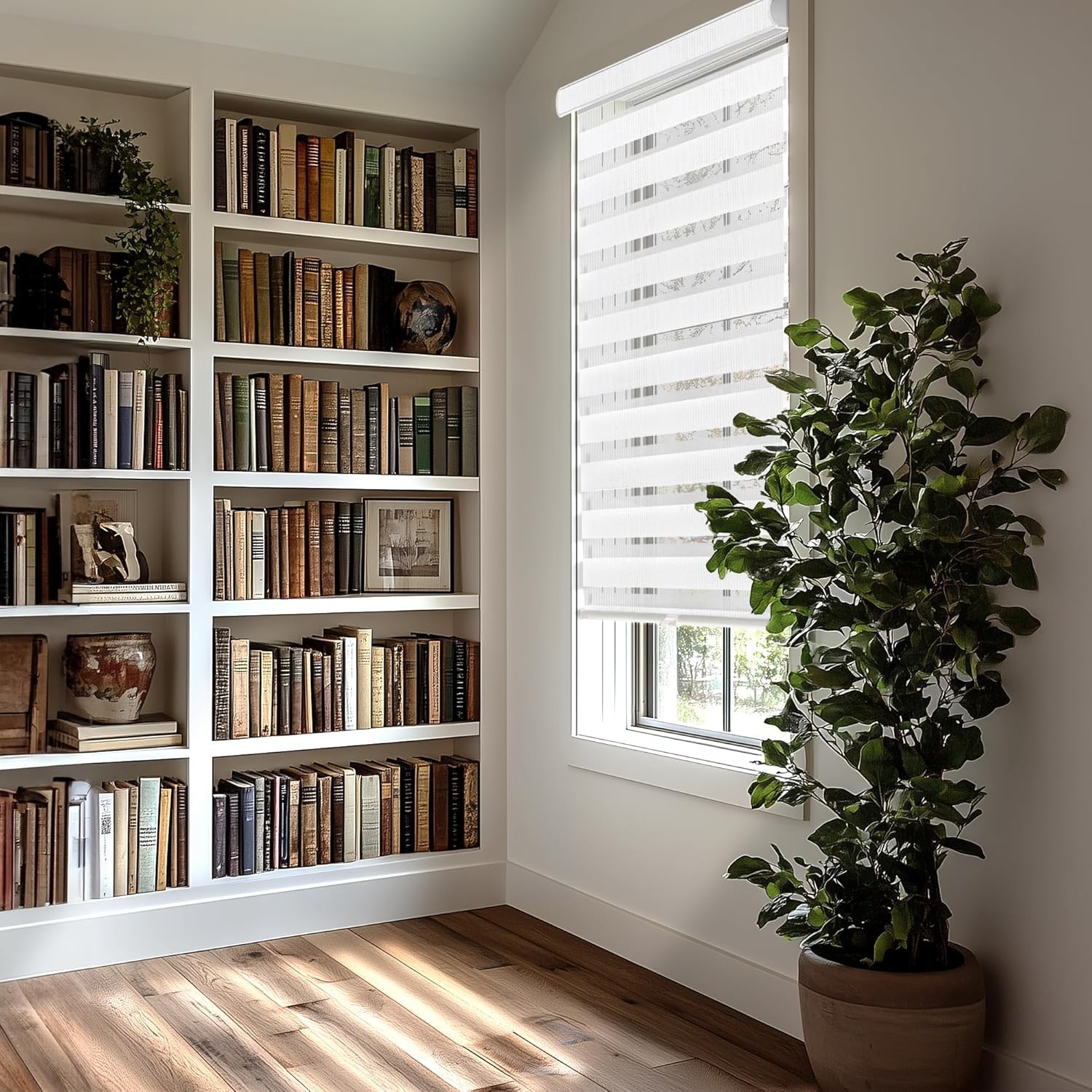 CHICOLOGY Zebra Blinds Cordless Window Shade Basic Arctic 72″ W x 72″ H
