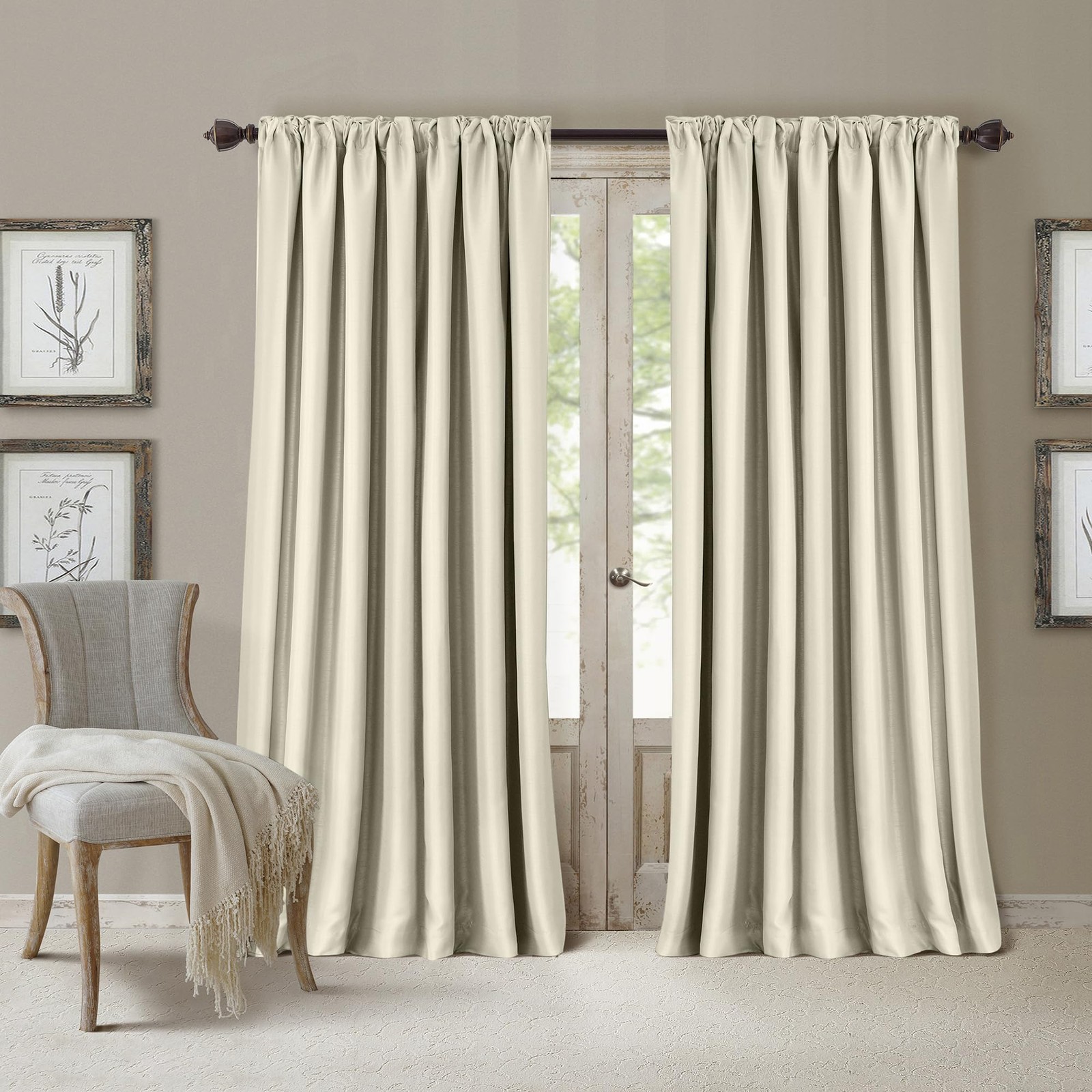 elrene All Seasons Room Darkening Rod Pocket Window Panel Ivory Off White 52×84
