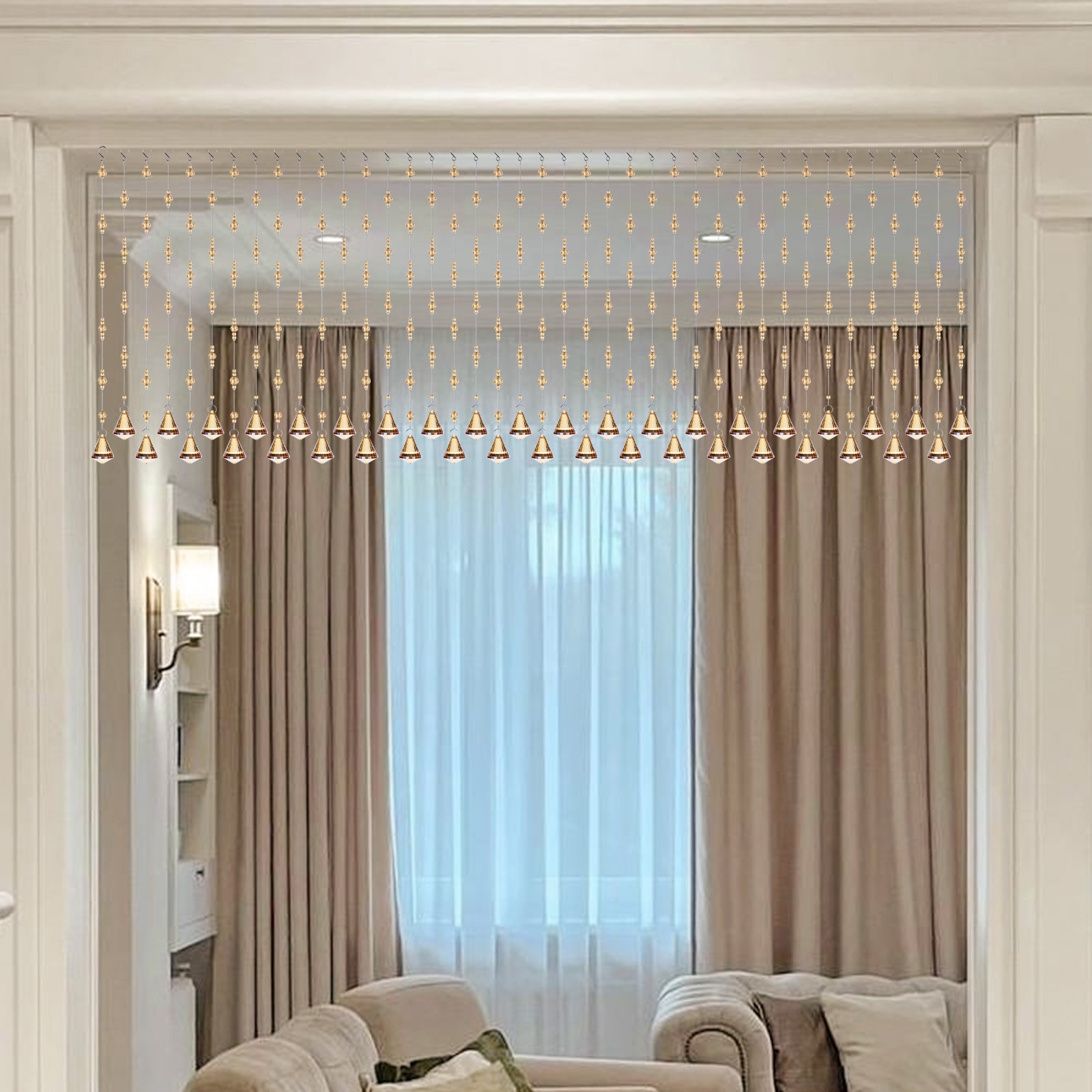 20/40 Line Crystal Beaded Curtain Hanging Door Glass Room Divider Festival Decor
