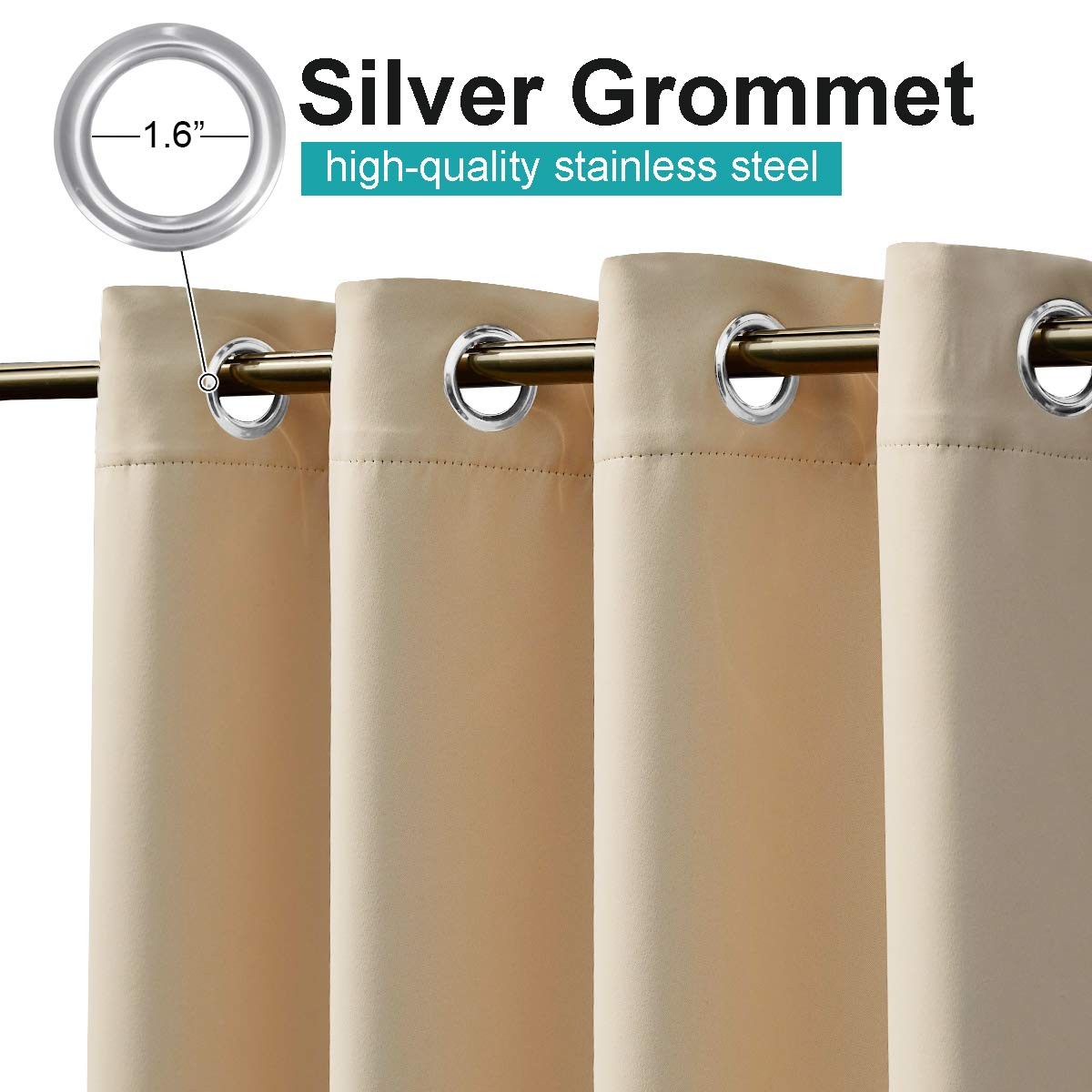 NICETOWN Outdoor Curtains for Patio 52″W x 95″L (Pack of 1), Biscotti Beige