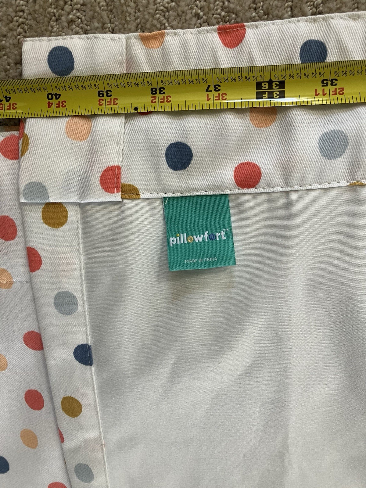Pillowfort Lined White W/ Polka Dots Curtains 2 Panels 42×84