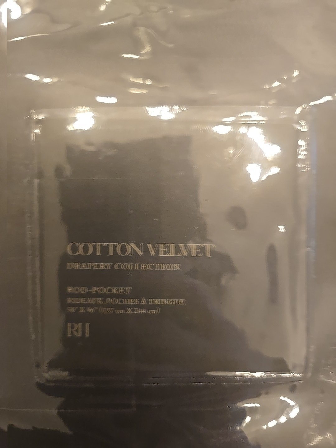 Restoration Hardware Cotton Velvet Drapery RP 50″ x96″ Carbon