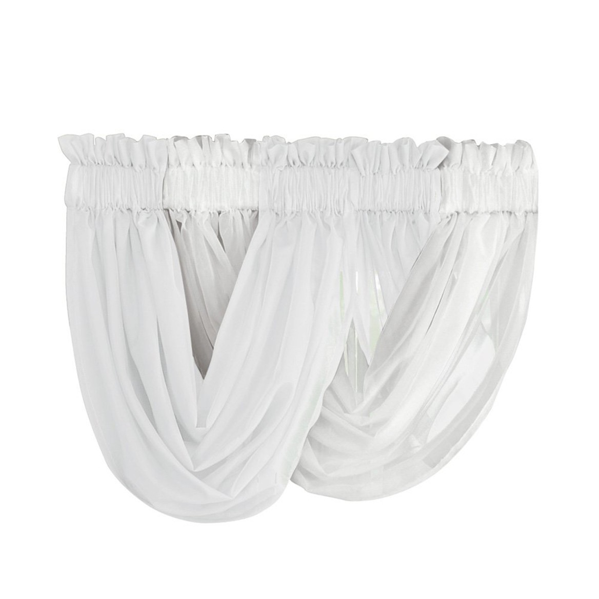 2-Piece Sheer Scoop Valance Set, Taupe