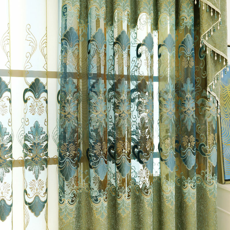 Blackout Chenille Curtain Water Soluble Embroidery Tulle Window Drape Modern New