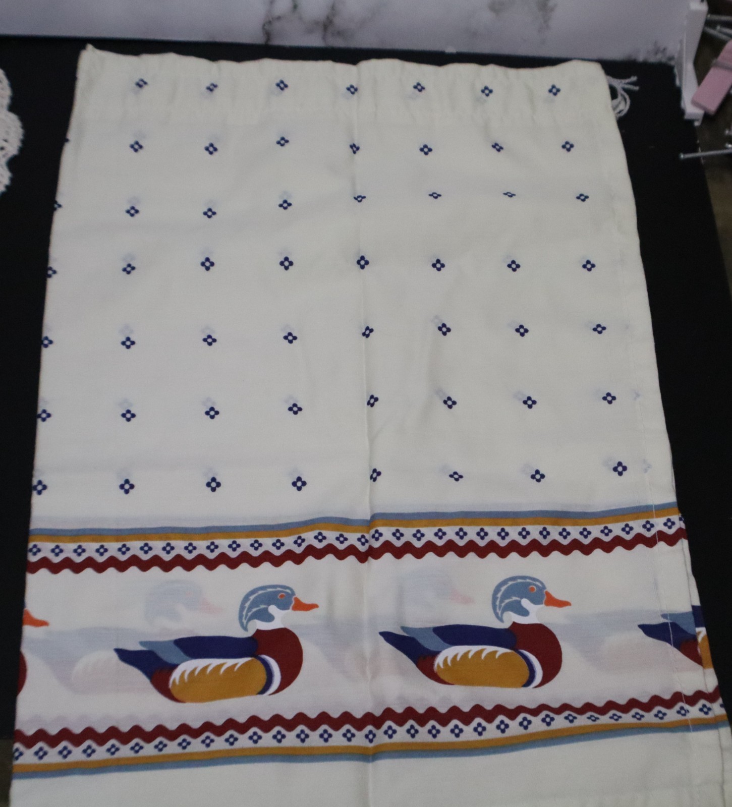 One Pair Ivory with Duck Design Curtain Panels – Each Panel 24″ x 30″