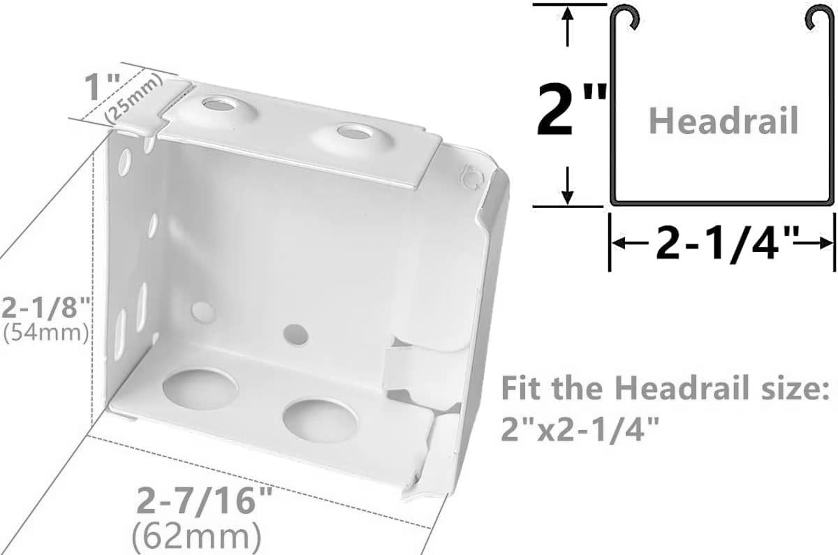 Elegant 4pcs White Alloy Steel Brackets for 2-Inch High Profile Window Blinds
