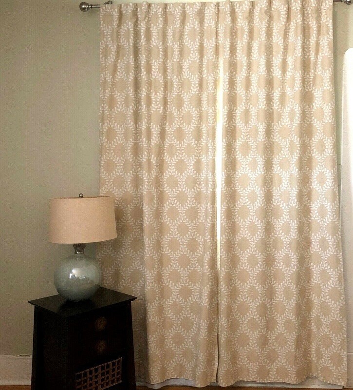 Pottery Barn Evelyn Vine Drapes Set 2 Khaki 44x 84 Curtains Pair Blackout More+