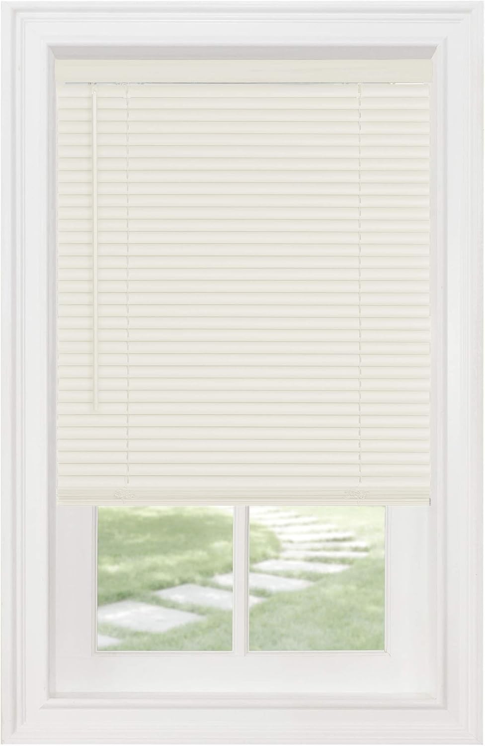PowerSellerUSA Cordless Vinyl Mini Blinds 34×64 Inch Alabaster