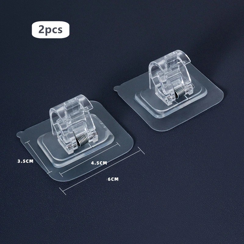 4PCS Adjustable Curtain Rod Clip Self Adhesive Clamp Hook Curtain Holder Wall