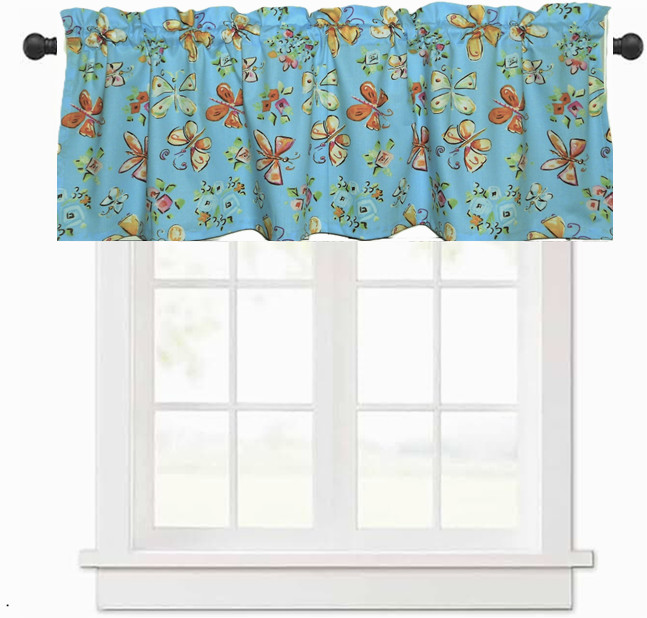 Butterfly Valance Spring Summer Flower Curtain Orange Yellow Pink Blue 42 x 14