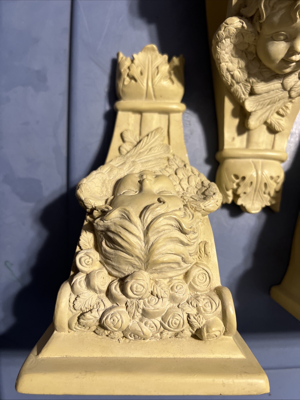 Cherub 4 Drapery Curtain Rods Wall Sconce Resin Swag Holder
