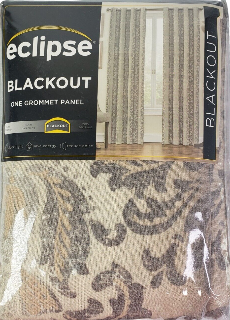 NEW Eclipse Nadya Print Blackout Window 1 Grommet Panel 52×108 Linen Thermalayer