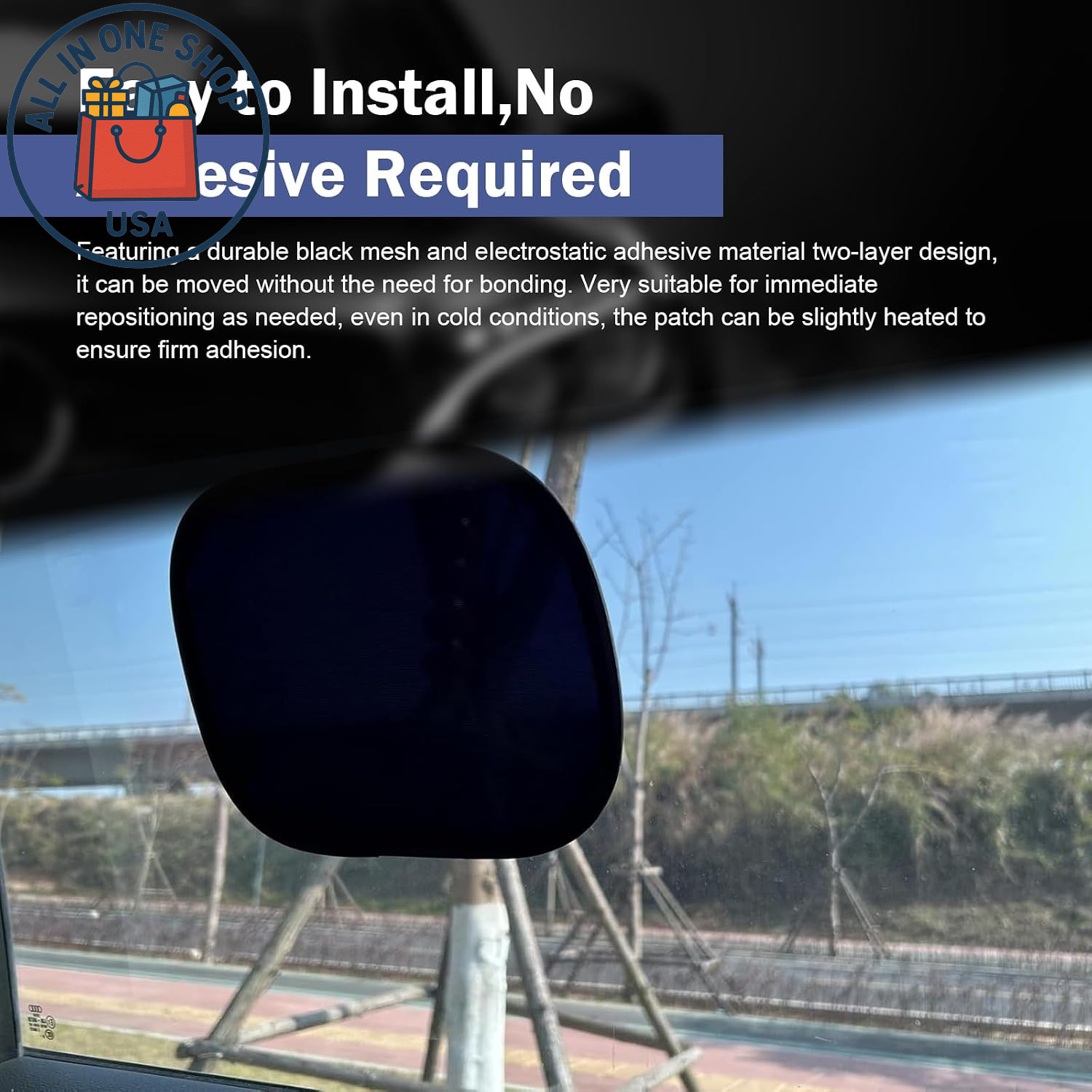 Static Cling Car Window Shades, Universal Sun Glare Protection (Black) 2-Pack